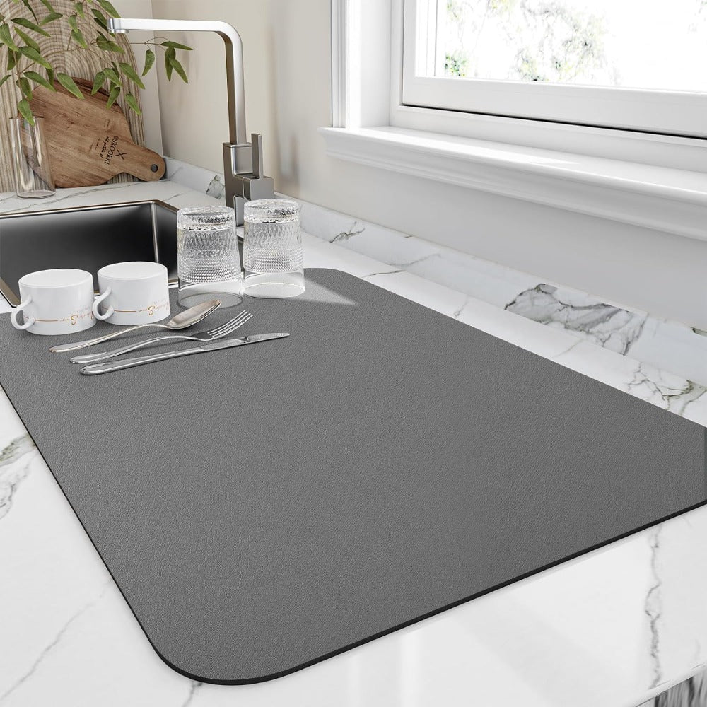 Quinn Dish Drying Mat - Highly Absorbent Diatomite, Quick Drying 1