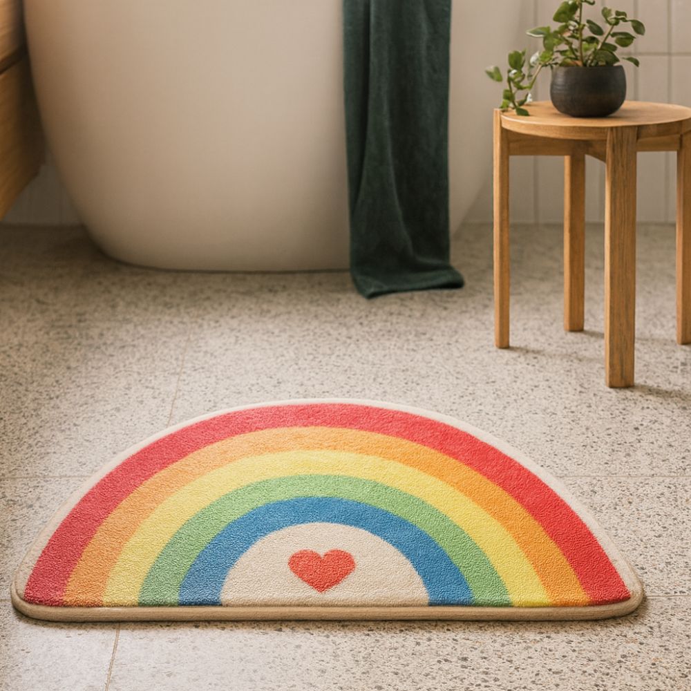 Radiant Half-Moon Bath Mat - Soft Microfiber, Non-Slip, Colorful Design 1