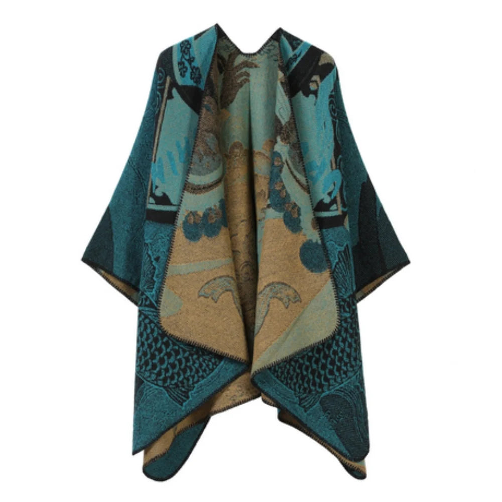 Radiant Poncho - Reversible Faux Cashmere, Oversized for Women 0