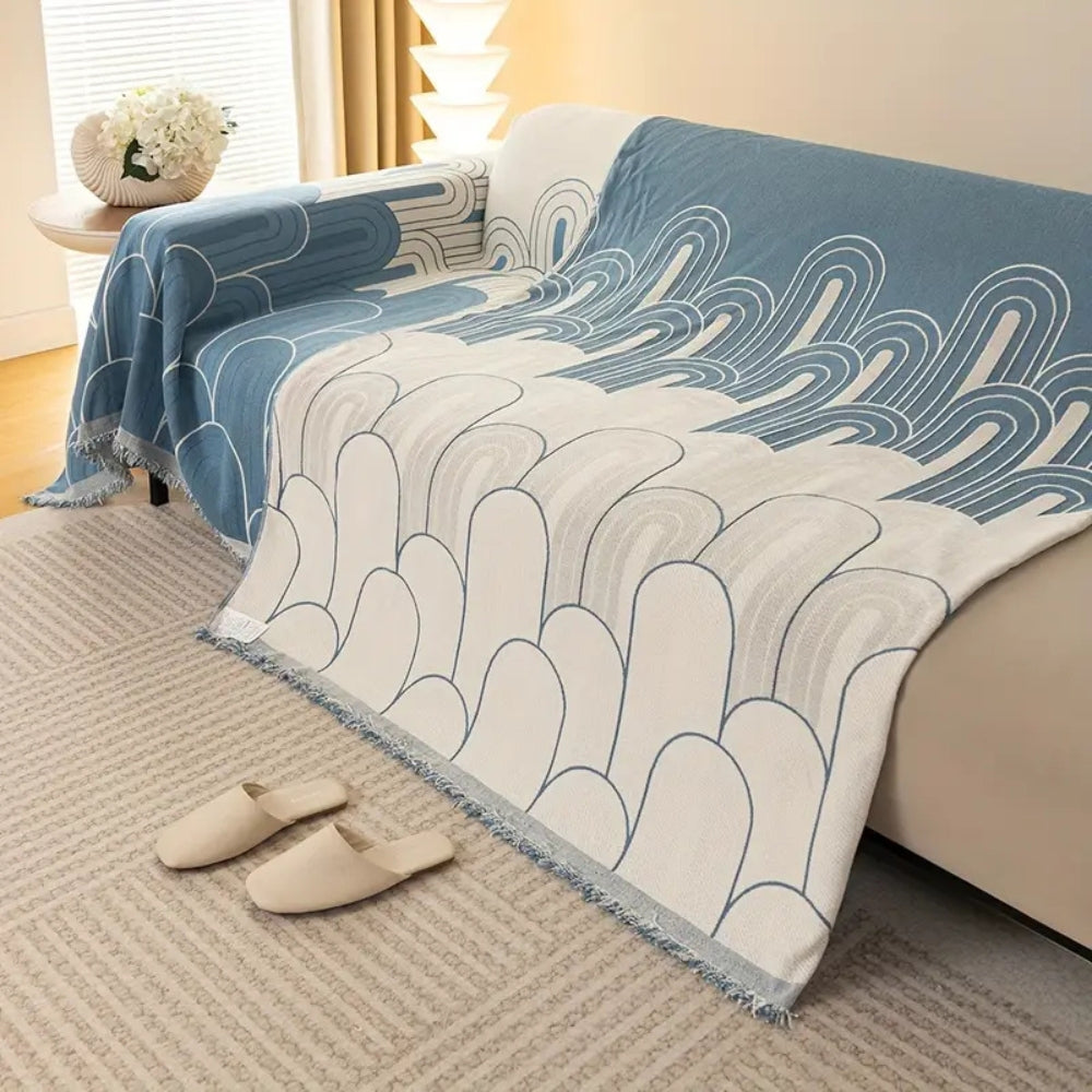 Rainbow Chenille Sofa Cover - Soft Fabric, Pet-Friendly, Vibrant Design 5