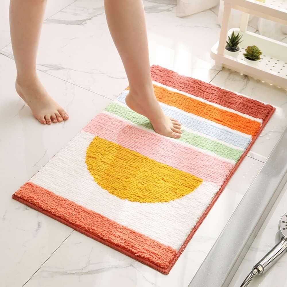 Rainbow Sunset Bath Mat - Microfiber, Non-Slip, Absorbent 1