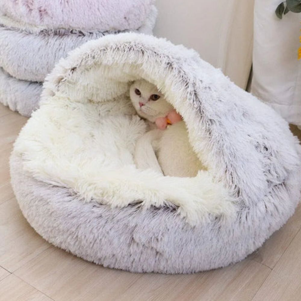 Ravenna Hooded Pet Bed - Plush Microfiber, Cozy Nest for Dogs and Cats 3