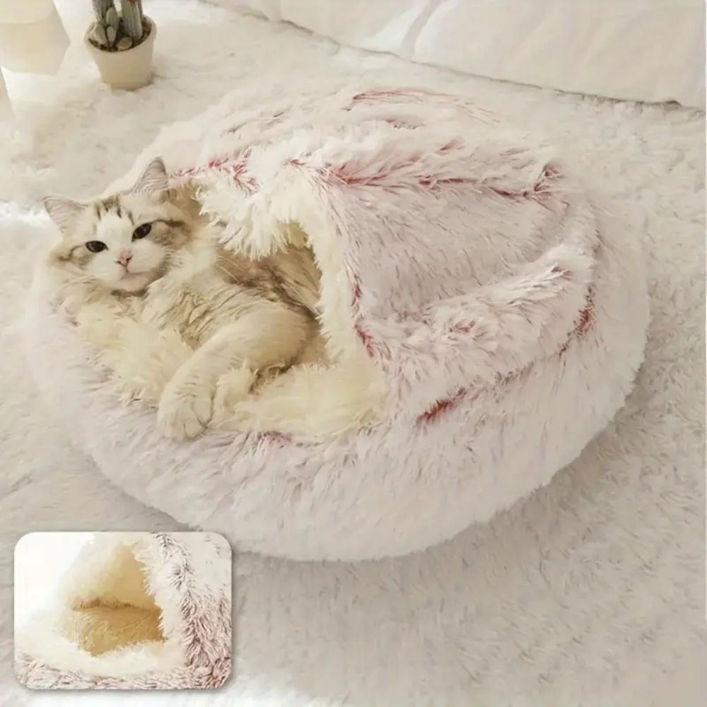 Ravenna Hooded Pet Bed - Plush Microfiber, Cozy Nest for Dogs and Cats 5