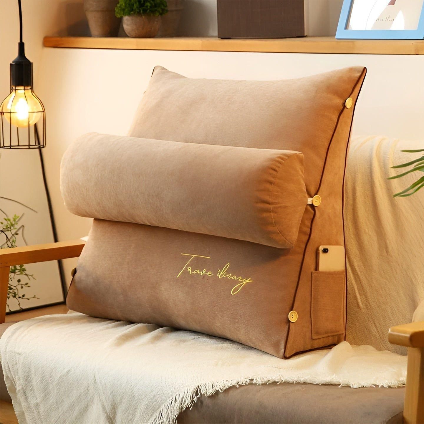Ravenna Reading Pillow - Ergonomic Backrest for Bed, Soft Polyester Cover 5