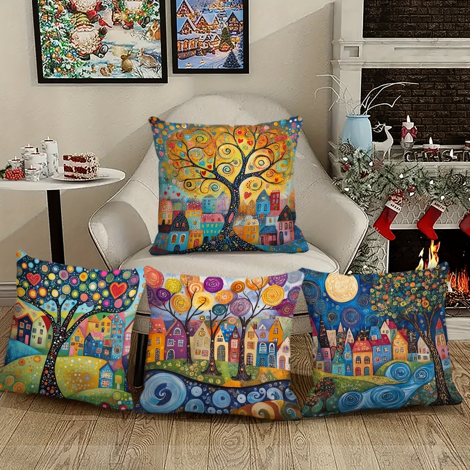 Ravenna Retro Pillowcases - Soft Plush, Vibrant Single-Sided Print Set of 4 2