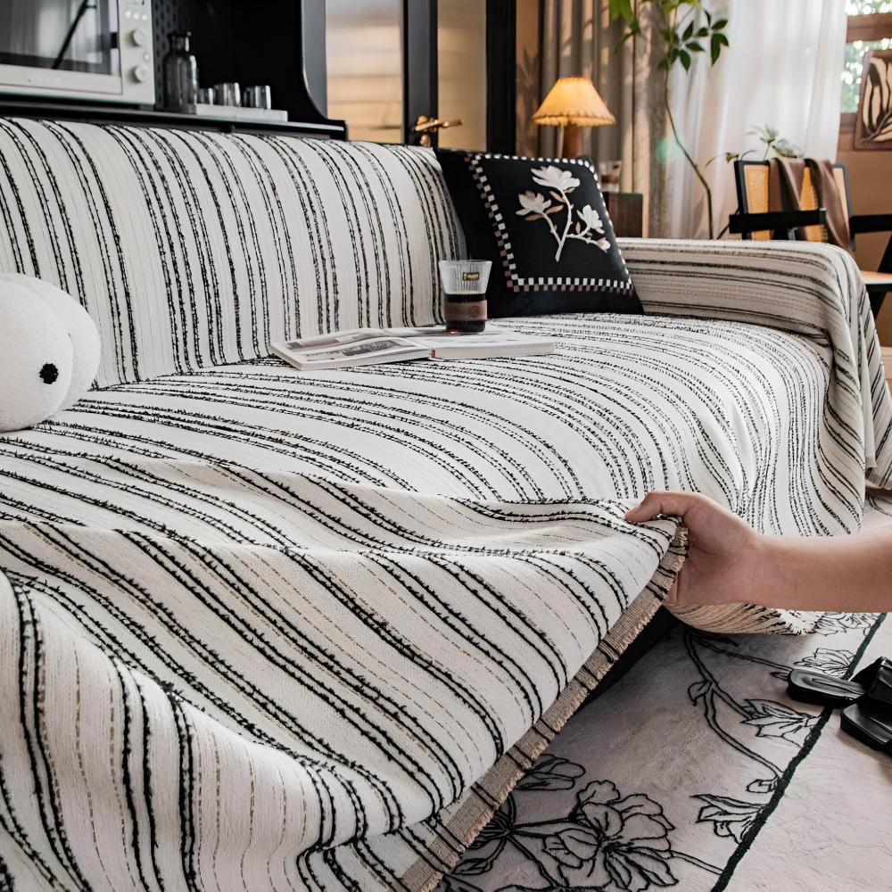 Regal Sofa Cover - Ultra-Soft Chenille, Timeless Stripes 3