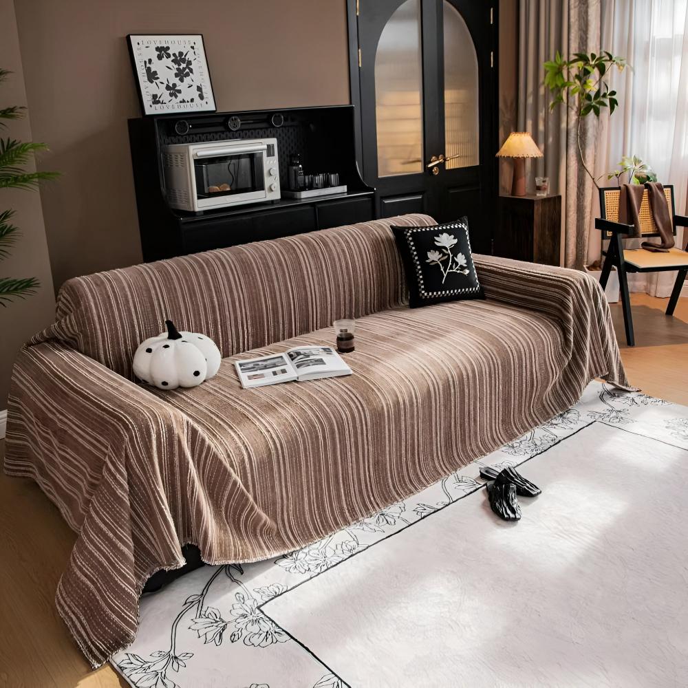 Regal Sofa Cover - Ultra-Soft Chenille, Timeless Stripes 7