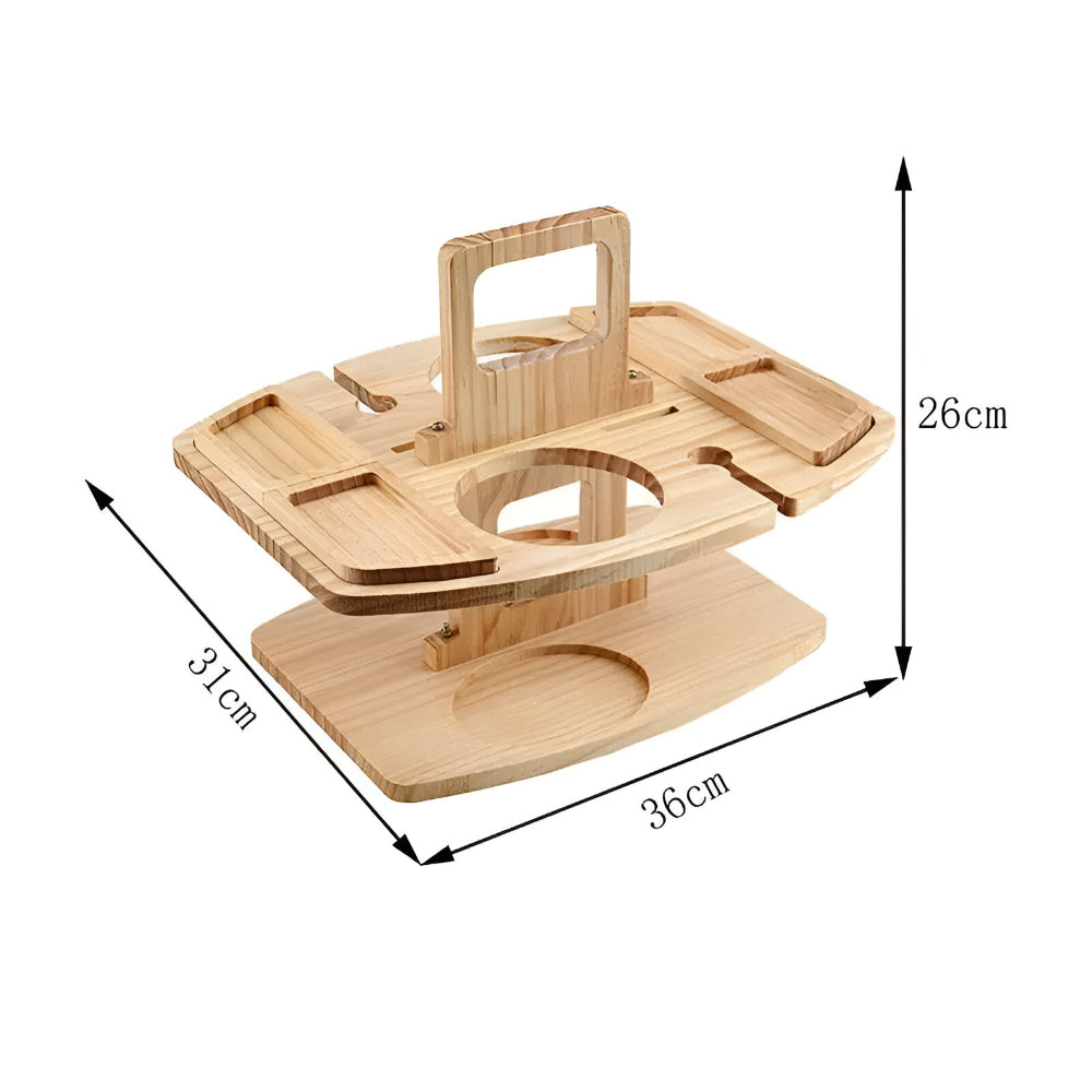 Remo Folding Picnic Table - Wooden, Compact Design with Wine Holders 7