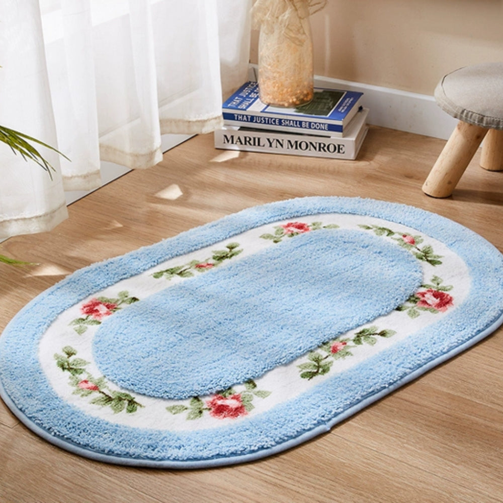 Rosa Bath Mat - Plush Microfibre, Non-Slip Floral Design 3