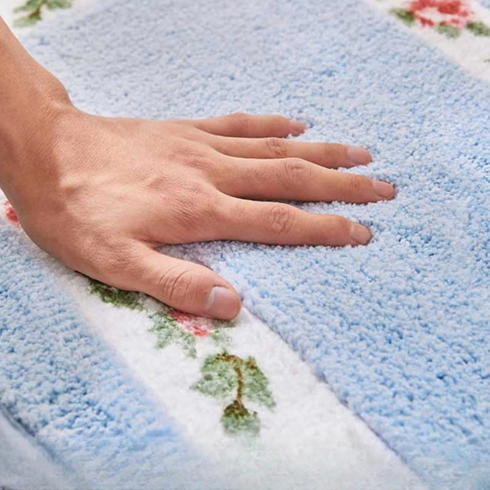 Rosa Bath Mat - Plush Microfibre, Non-Slip Floral Design 6