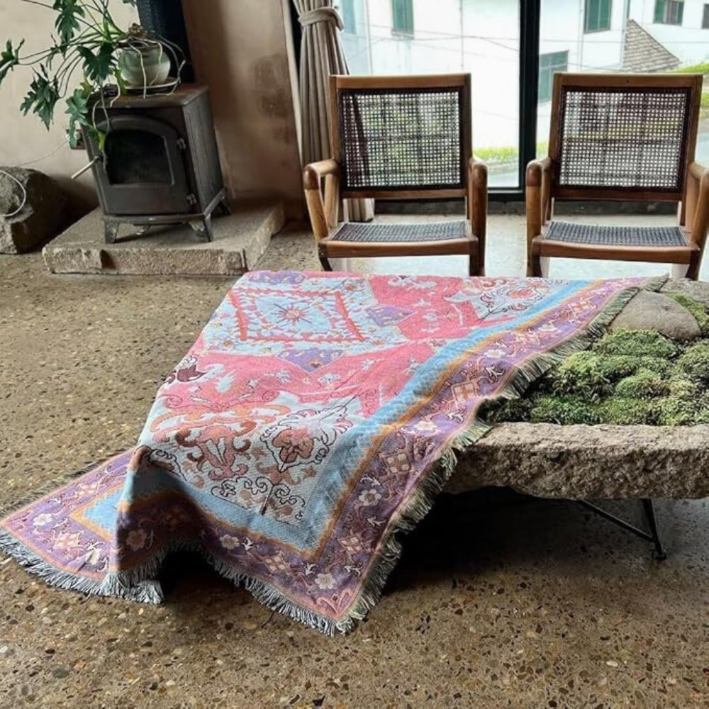 AzuraLoom Blanket - Throw Blanket - Boho Style - Reversible Aztec Design
