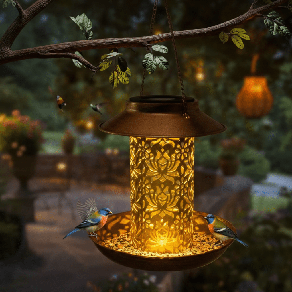 GlowPerch Feeder – Solar LED Bird Feeder – Decorative Garden Lighting Accent