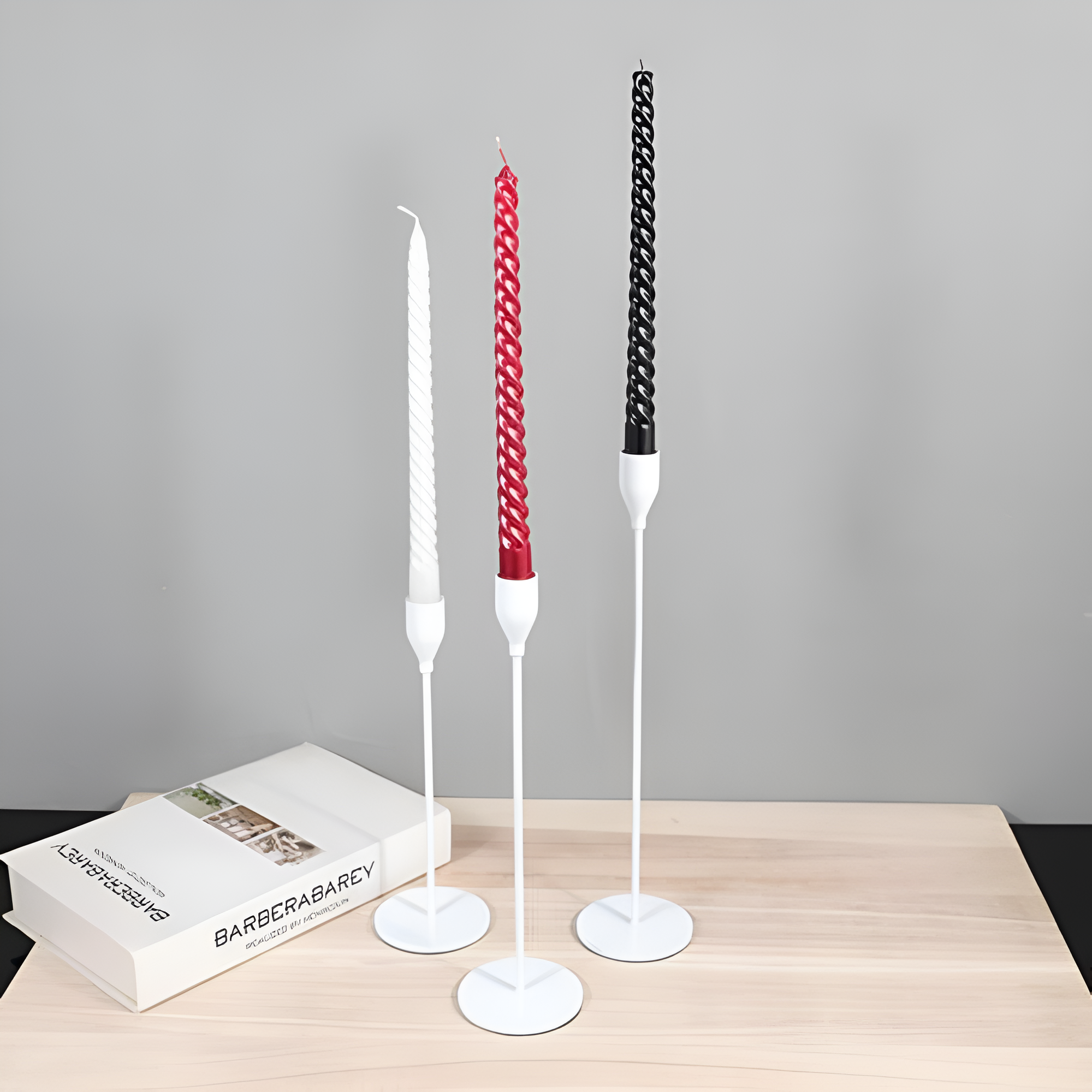Sable Candle Holder Set - Brushed Metal, 3 Taper Candle Holders 5