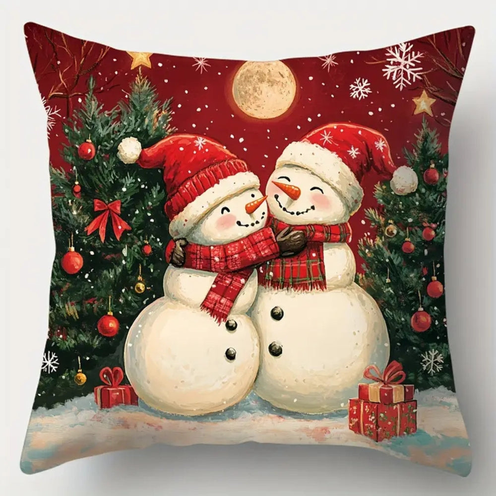 Sable Christmas Cushion Cover - Festive Cotton Blend, Zippered Closure 3
