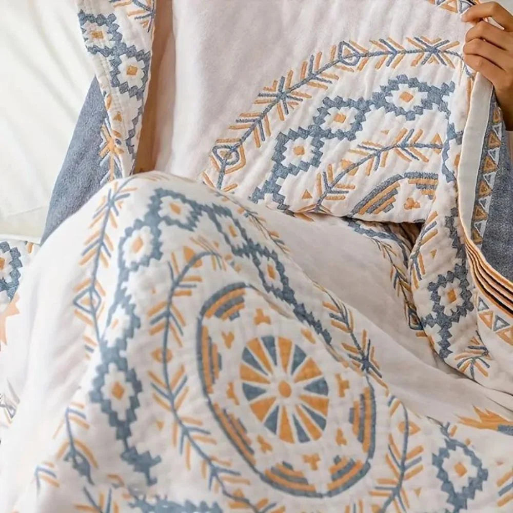 Sable Cotton Throw Blanket - Boho Mandala Design, Soft and Breathable 1
