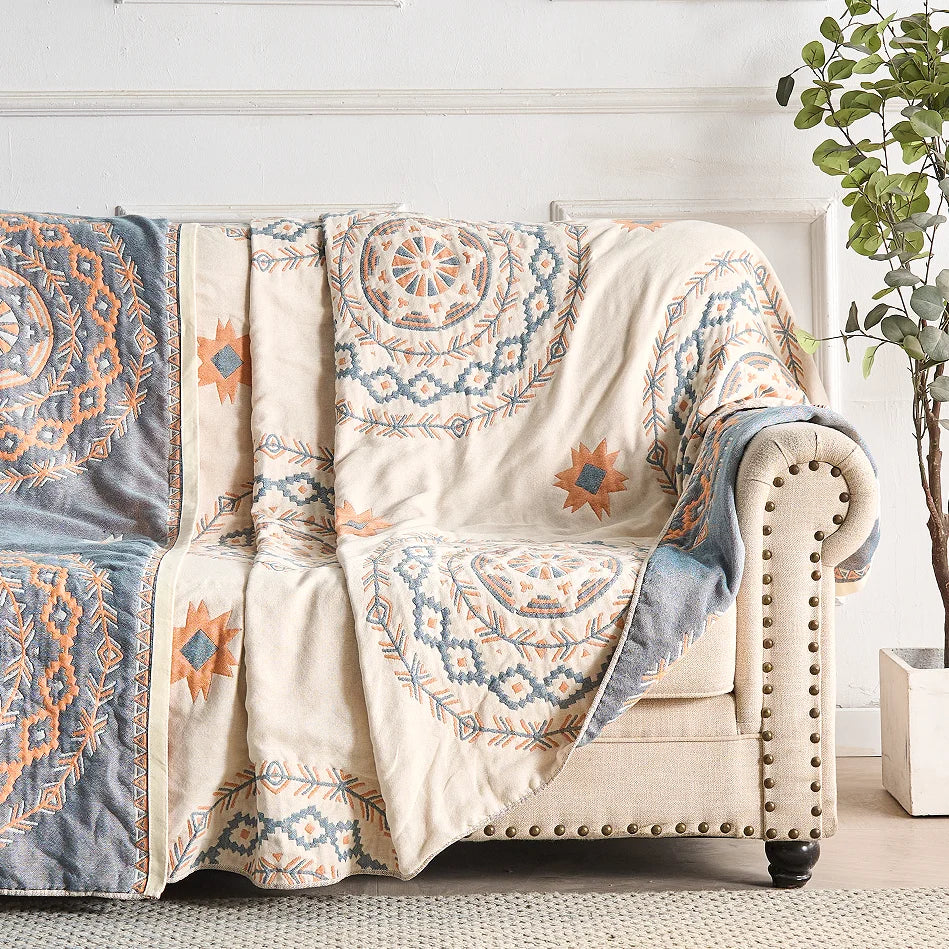 Sable Cotton Throw Blanket - Boho Mandala Design, Soft and Breathable 5