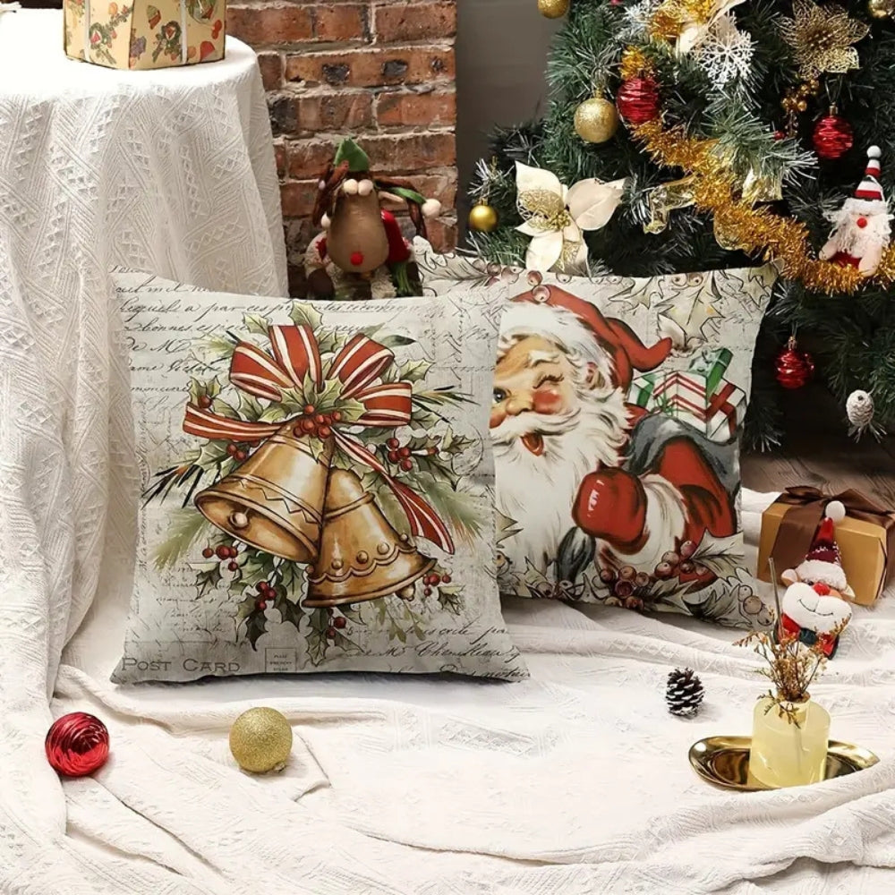 Sable Farmhouse Cushion Cover - Soft Microfiber, Vintage Christmas Design 6