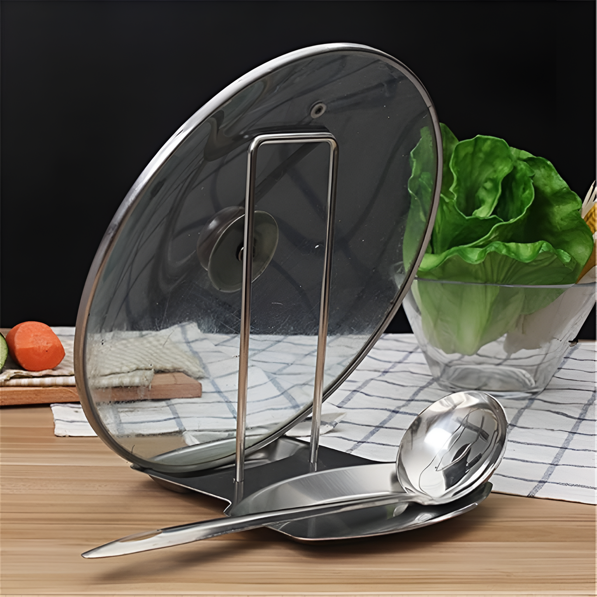 Sable Pot Lid Organizer - Stainless Steel, Space-Saving Design 0