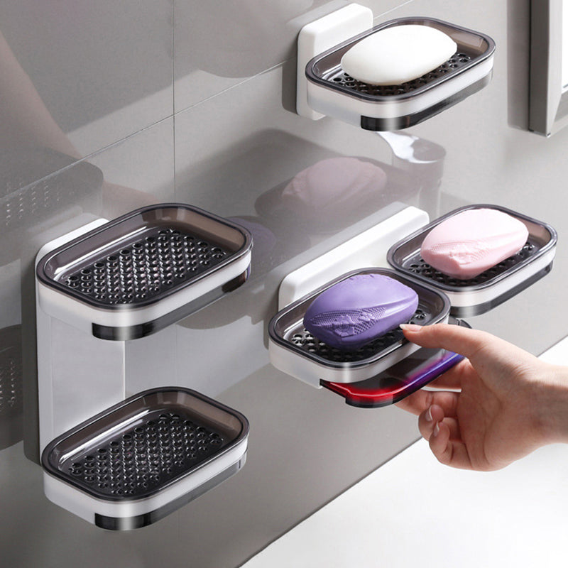 Sable Soap Dish - Self-Adhesive ABS, Double Drainage for Shower 2