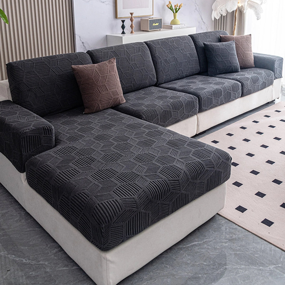 Sable Sofa Cover - Water-Resistant Jacquard, Pet-Friendly Couch Slipcover 1