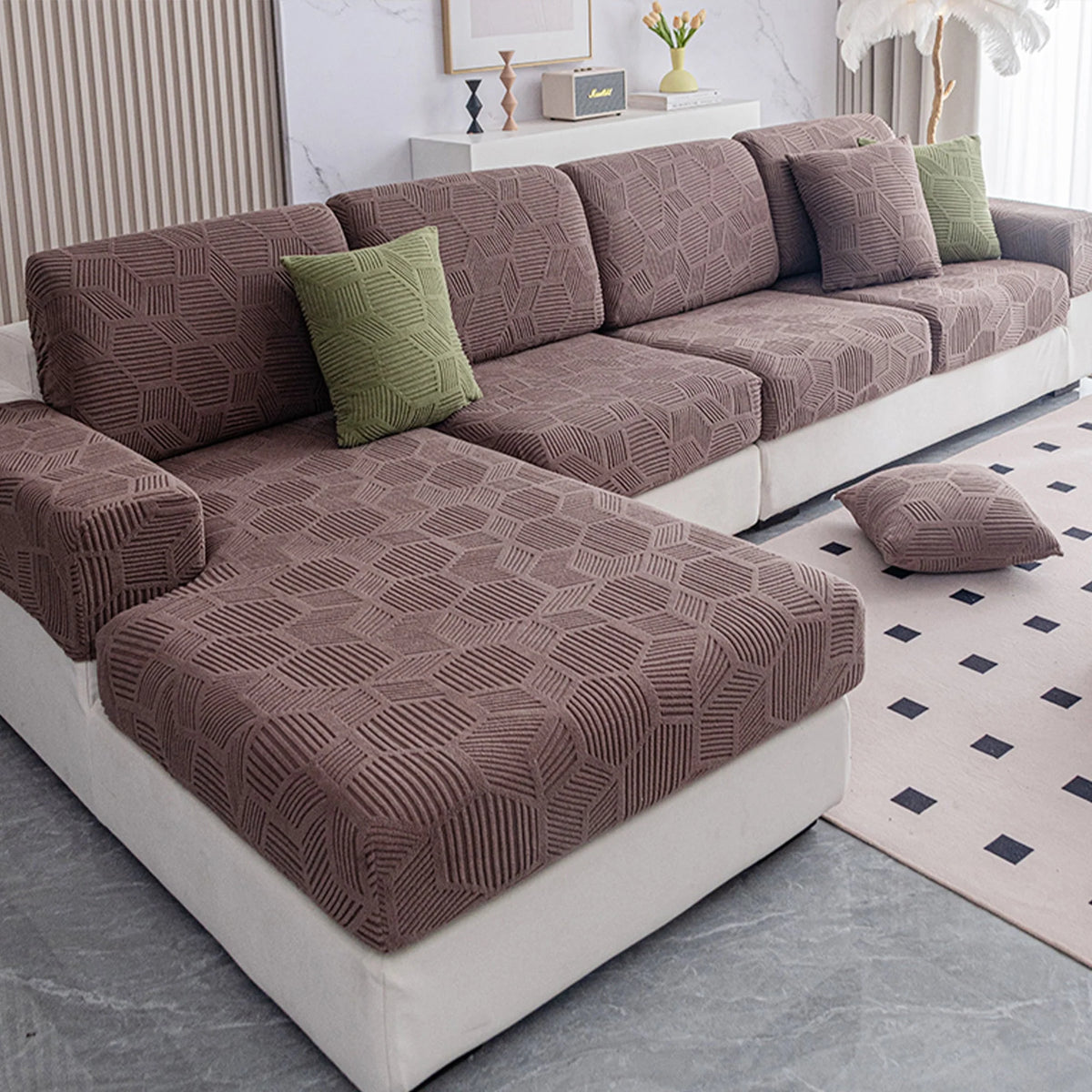 Sable Sofa Cover - Water-Resistant Jacquard, Pet-Friendly Couch Slipcover 6