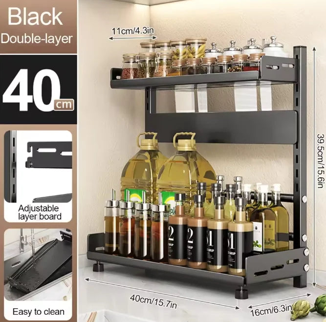 Sable Spice Rack Organizer - Compact Two-Tier Design for Kitchen Storage 2