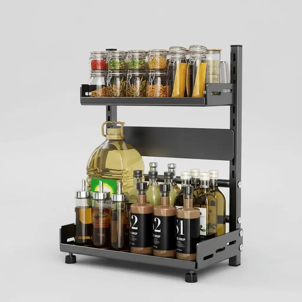 Sable Spice Rack Organizer - Compact Two-Tier Design for Kitchen Storage 4