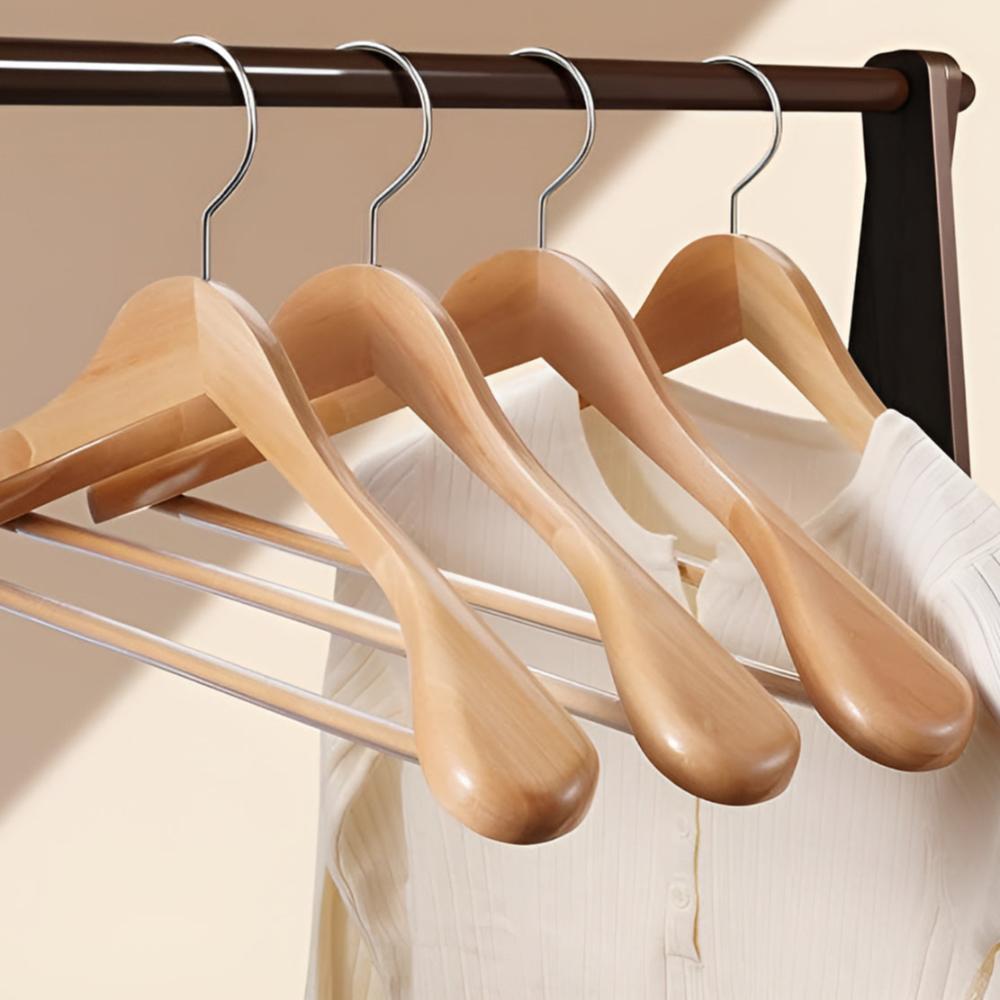 Sable Wooden Coat Hangers - Polished Lotus Wood, 360° Swivel 7