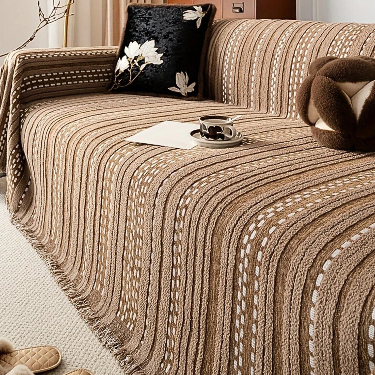 Sahara Sofa Cover - Plush Microfiber, Boho Design 0