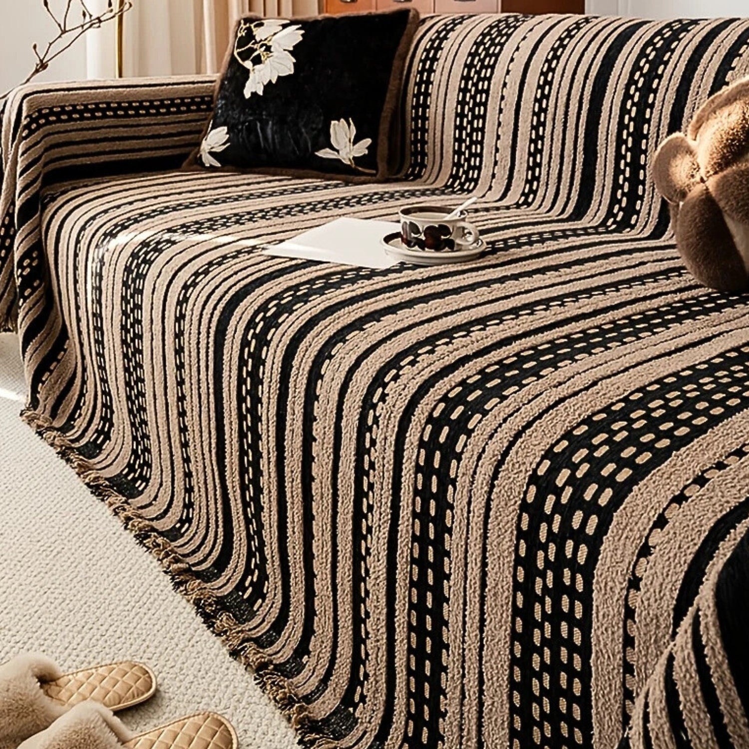 Sahara Sofa Cover - Plush Microfiber, Boho Design 2