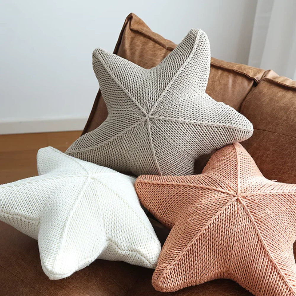 Sandy Cushion - Hand-Knitted, Nautical Starfish Design 1
