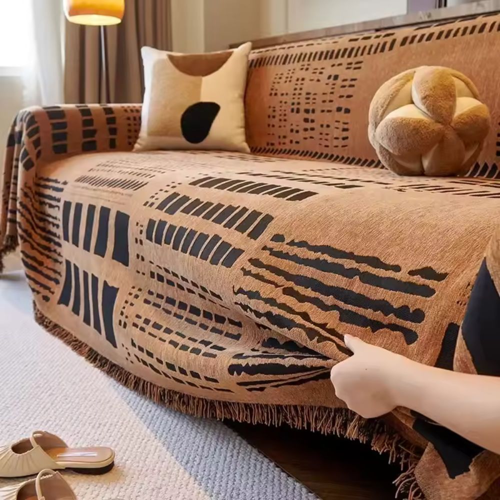 Savanna Sofa Cover - Soft Chenille, Geometric Design 4