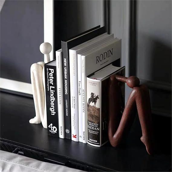 Sculptura Modern Bookends - White Porcelain, Decorative Sculptural Design 4