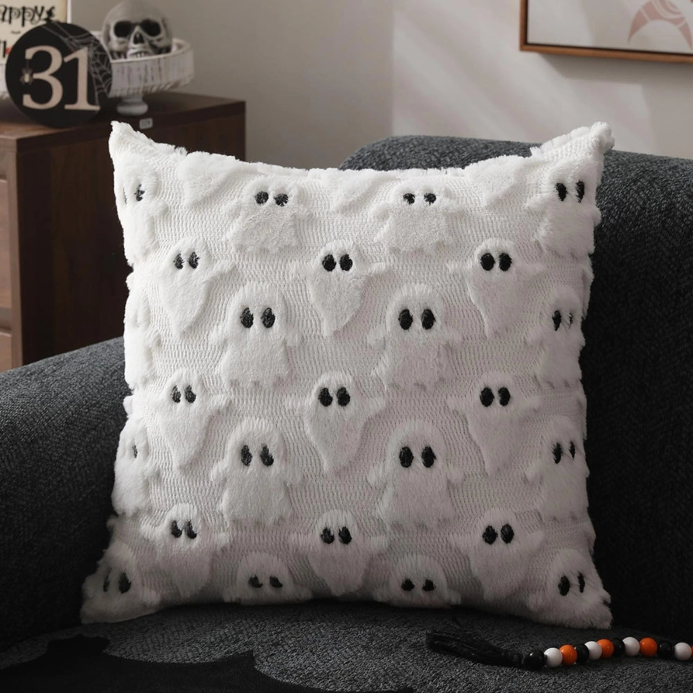 Sierra Halloween Cushion Cover - Plush Microfiber, 3D Ghost Design 6