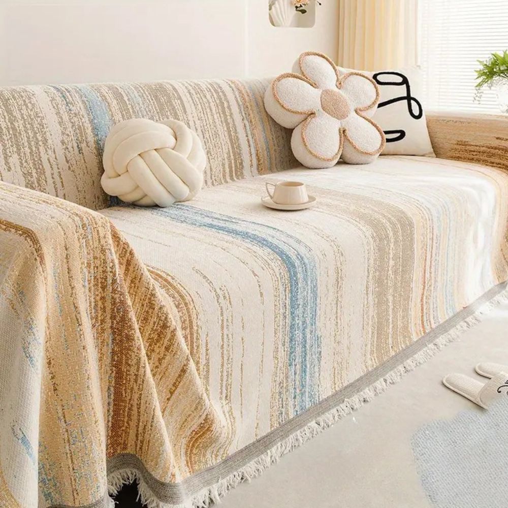 Sierra Sofa Cover - Premium Chenille, Striped Design 1