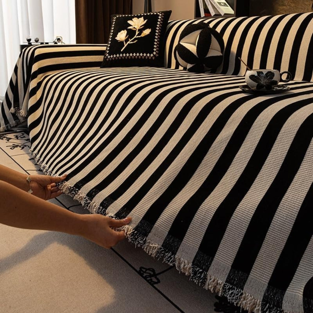 Sierra Sofa Cover - Striped Chenille, Timeless Elegance 4