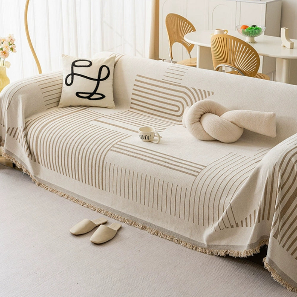 Sleek Sofa Cover - Soft Chenille, Cozy Snowflake Design 0
