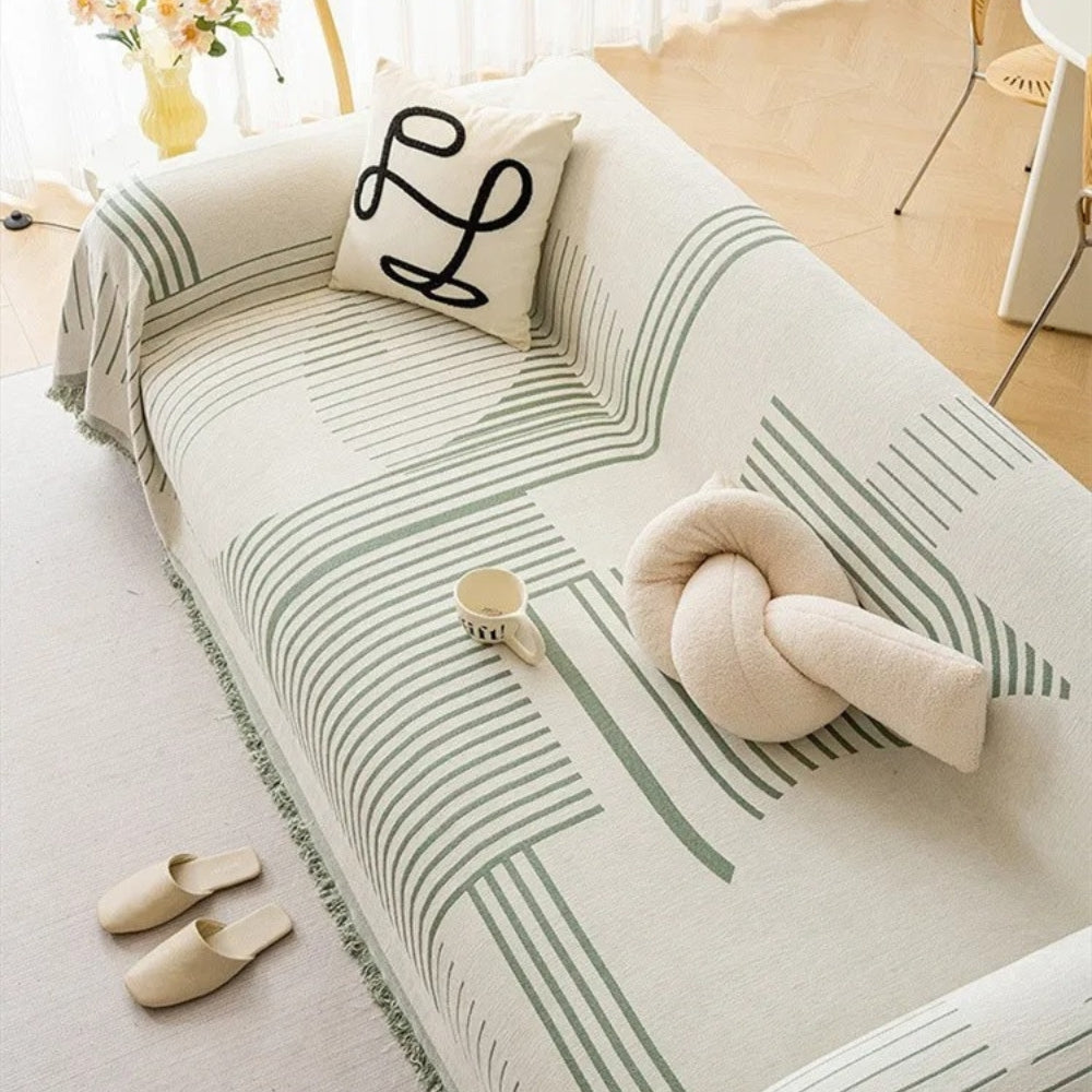 Sleek Sofa Cover - Soft Chenille, Cozy Snowflake Design 7