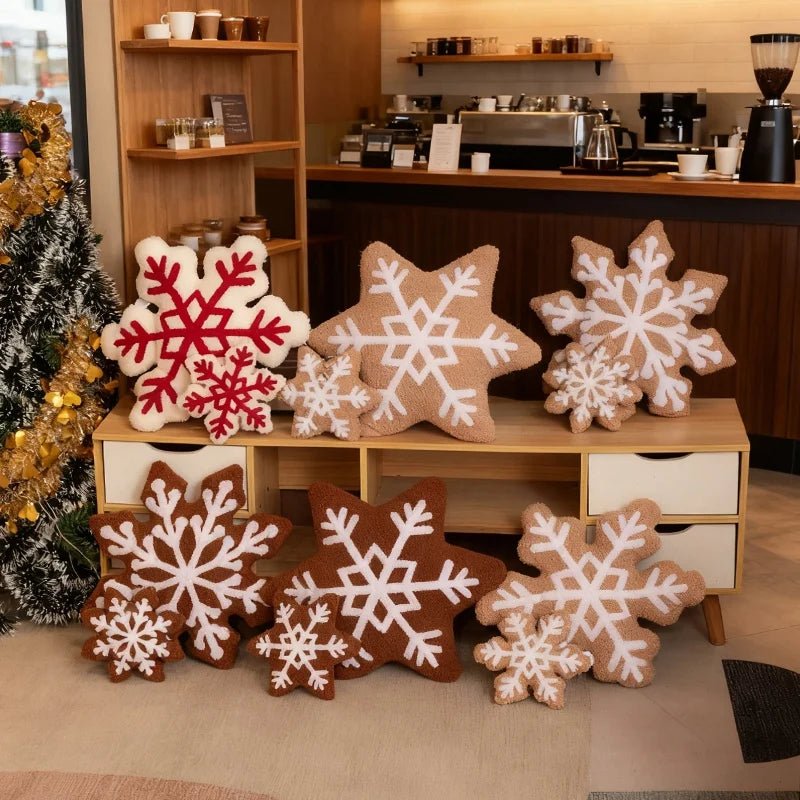 Snowycozy Decorative Throw Pillow - Plush Snowflake Design, Christmas Accent for Couch 1