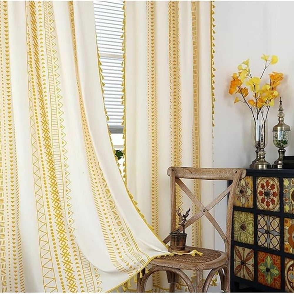 Solara Blackout Curtain - Embroidered Microfiber, Elegant Tassel Design 1