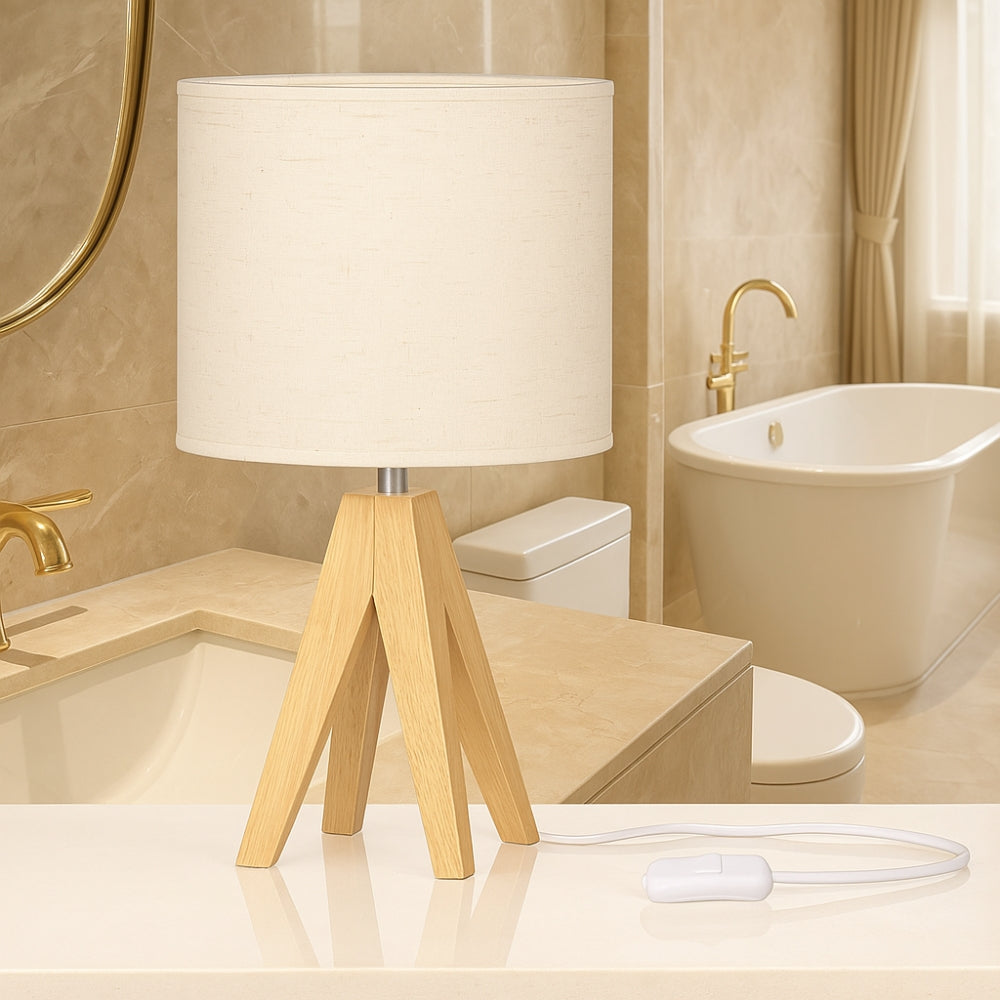 Solara Table Lamp - Wooden Base, Adjustable Light Settings for Bedroom and Desk 4