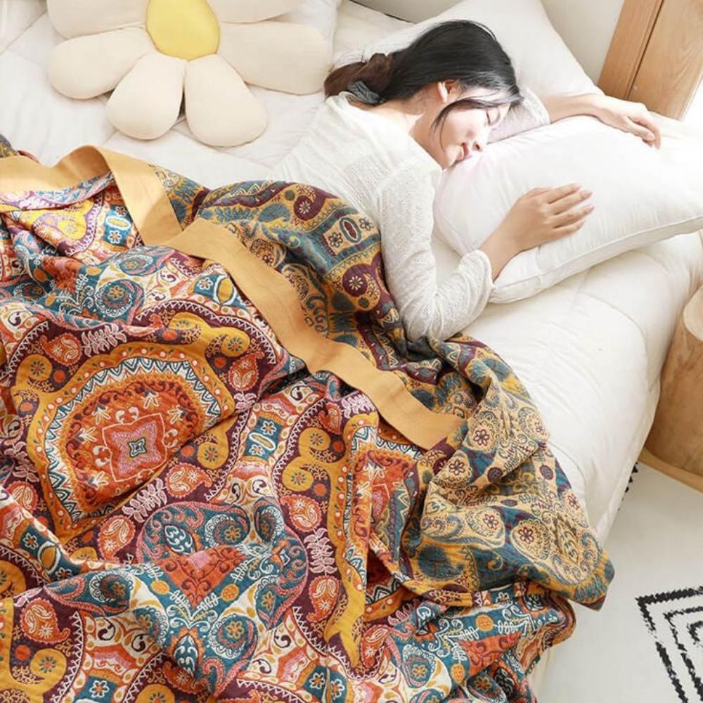 Soleil Cooling Blanket - Reversible Cotton, Breathable Design 3
