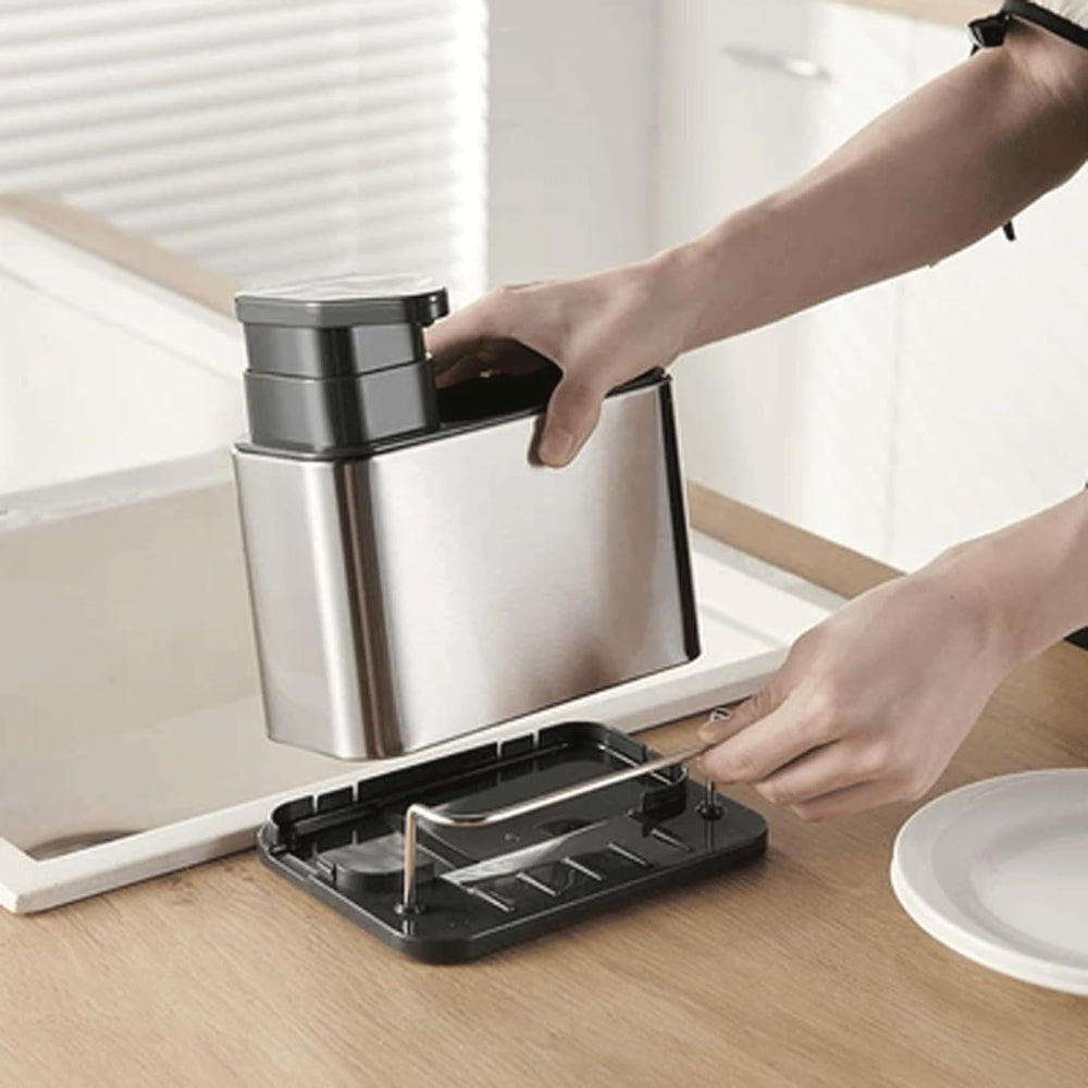 Sorin Kitchen Organizer - Stainless Steel Soap Dispenser and Utensil Rack 6