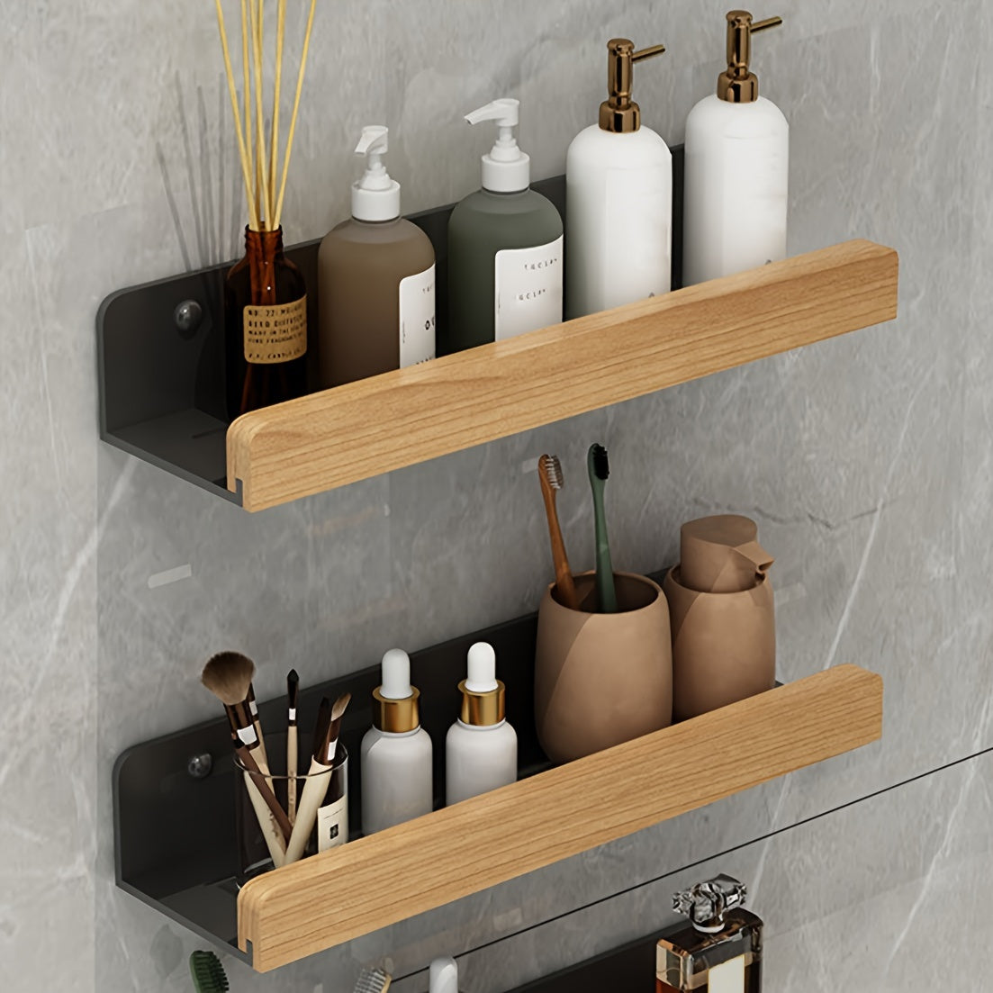 StarkesTett Floating Wall Shelf - Wrought Iron, No Drilling, Modern Design 0
