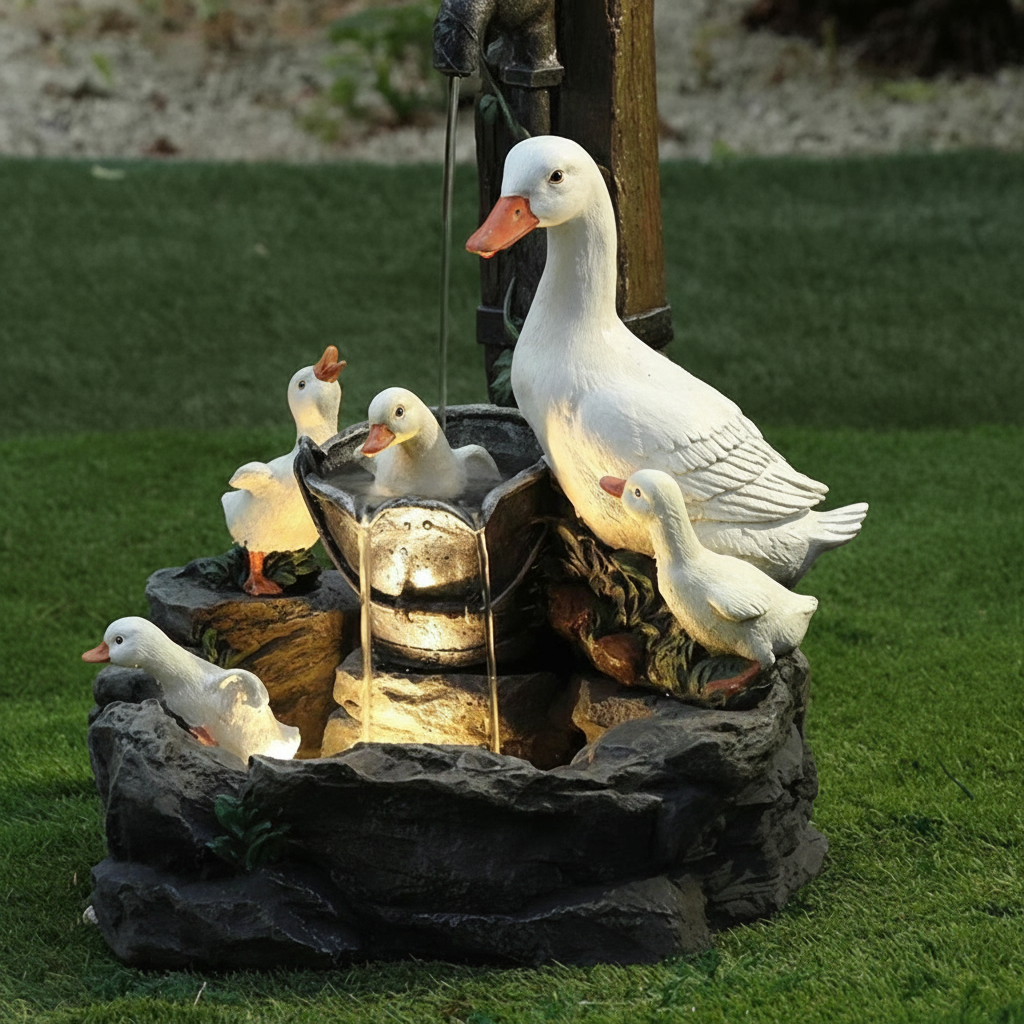 Sunny Garden Figurine - Weather-Resistant Duck and Squirrel Design, Outdoor Garden Statues for Sale 1