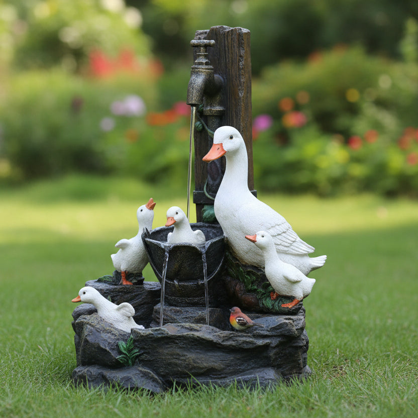 Sunny Garden Figurine - Weather-Resistant Duck and Squirrel Design, Outdoor Garden Statues for Sale 2