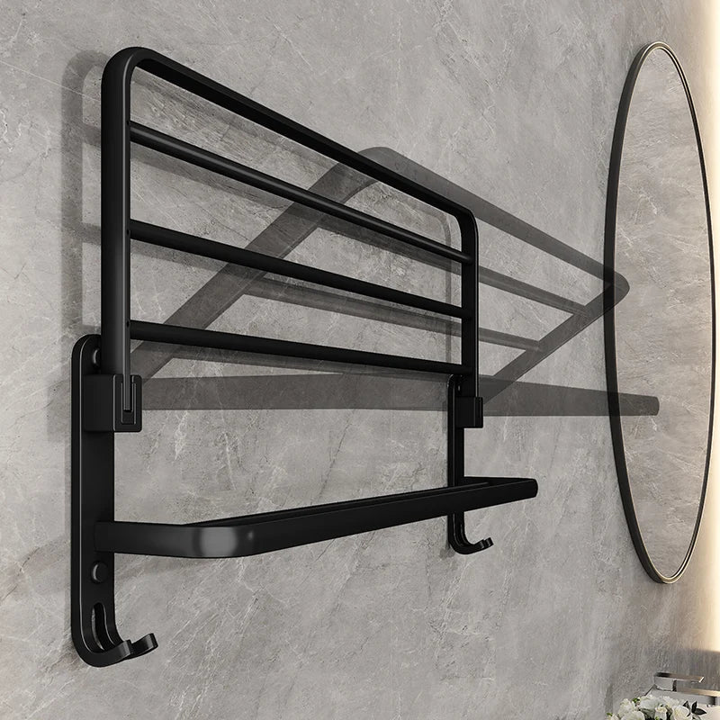 Talon Towel Rack - Collapsible Steel, Matte Black Towel Storage 2