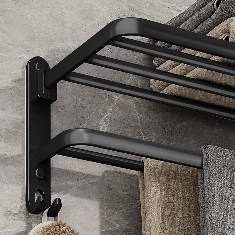 Talon Towel Rack - Collapsible Steel, Matte Black Towel Storage 3
