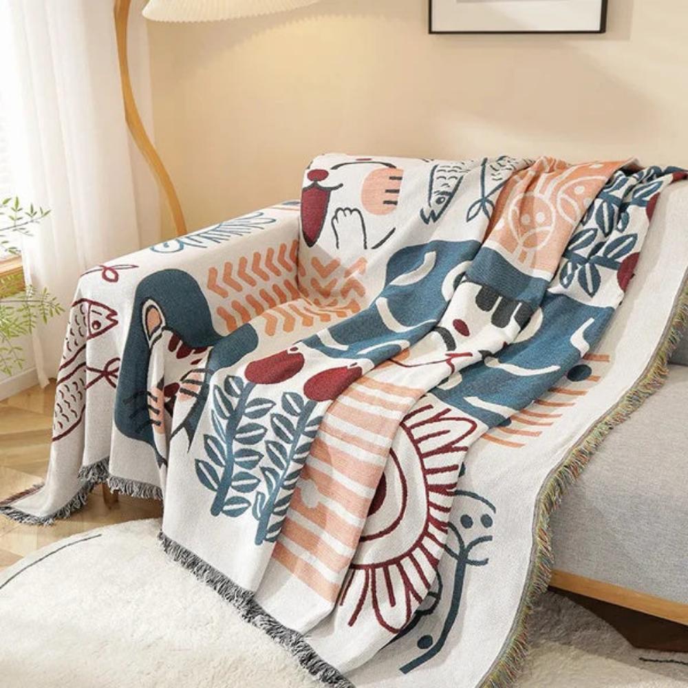 Tidal Sofa Cover - Cotton Linen, Jacquard Design, Lightweight 2