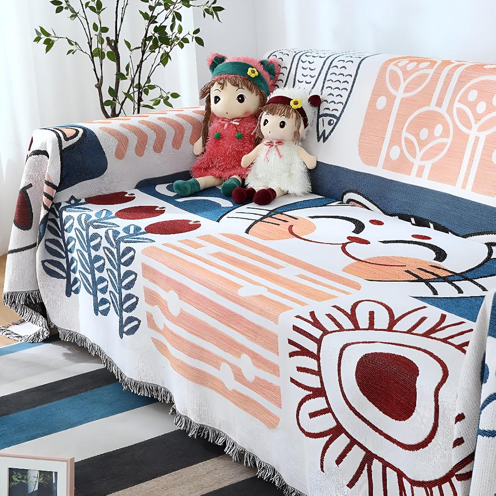 Tidal Sofa Cover - Cotton Linen, Jacquard Design, Lightweight 4